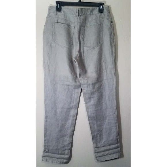 J. Jill Linen Pants Women size 8 Straight Birch Coastal Casual Lagenlook NEW - Picture 7 of 9